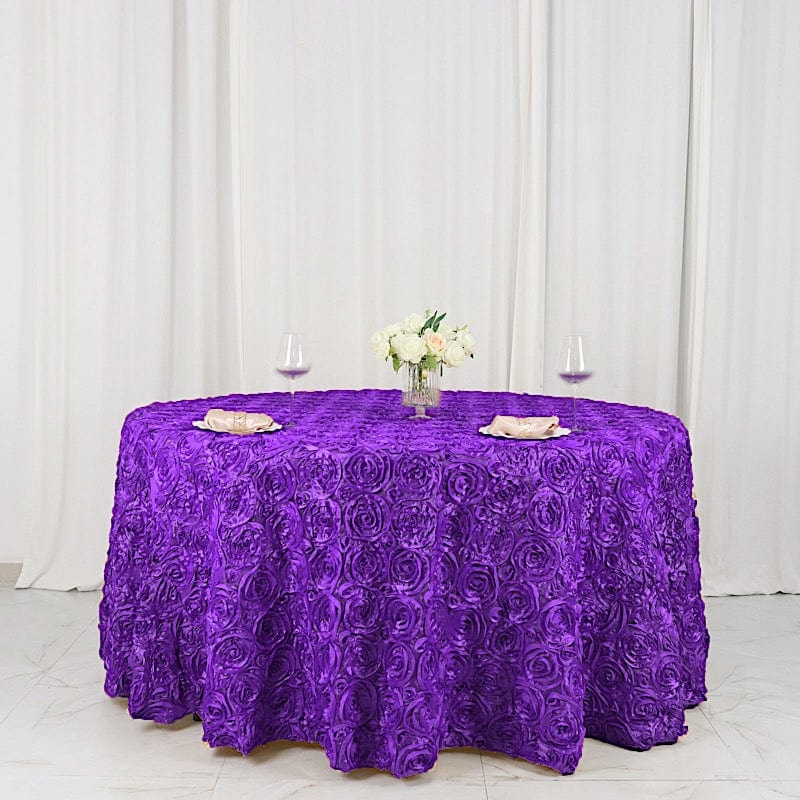 120" Round Satin Ribbon Roses Tablecloth