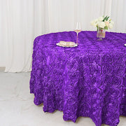 120" Round Satin Ribbon Roses Tablecloth