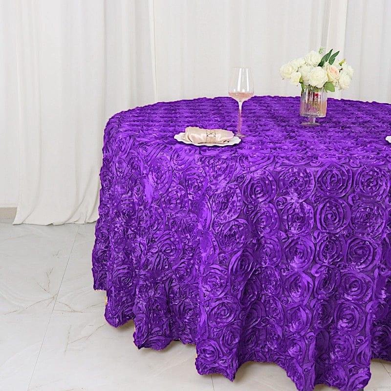 120" Round Satin Ribbon Roses Tablecloth
