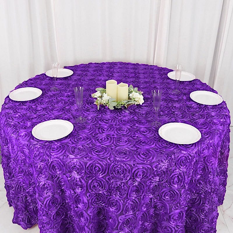 120" Round Satin Ribbon Roses Tablecloth