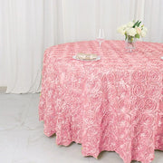 120" Round Satin Ribbon Roses Tablecloth