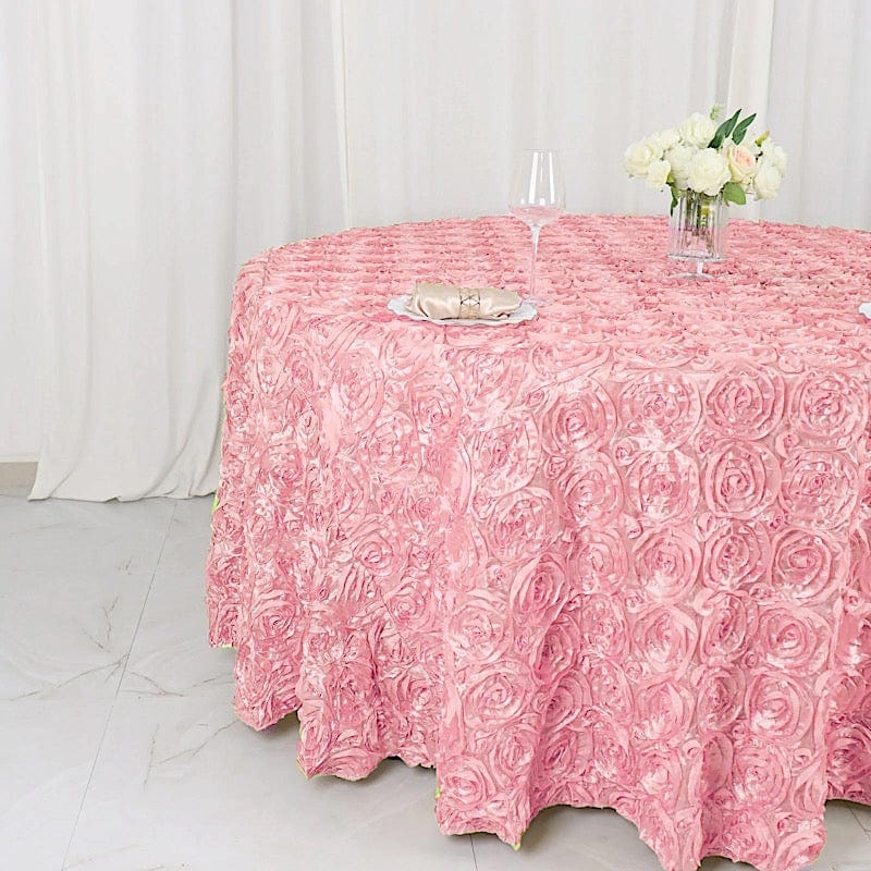 120" Round Satin Ribbon Roses Tablecloth