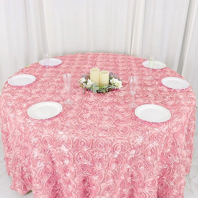 120" Round Satin Ribbon Roses Tablecloth