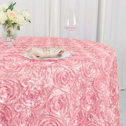 120" Round Satin Ribbon Roses Tablecloth