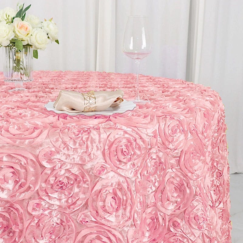 120" Round Satin Ribbon Roses Tablecloth