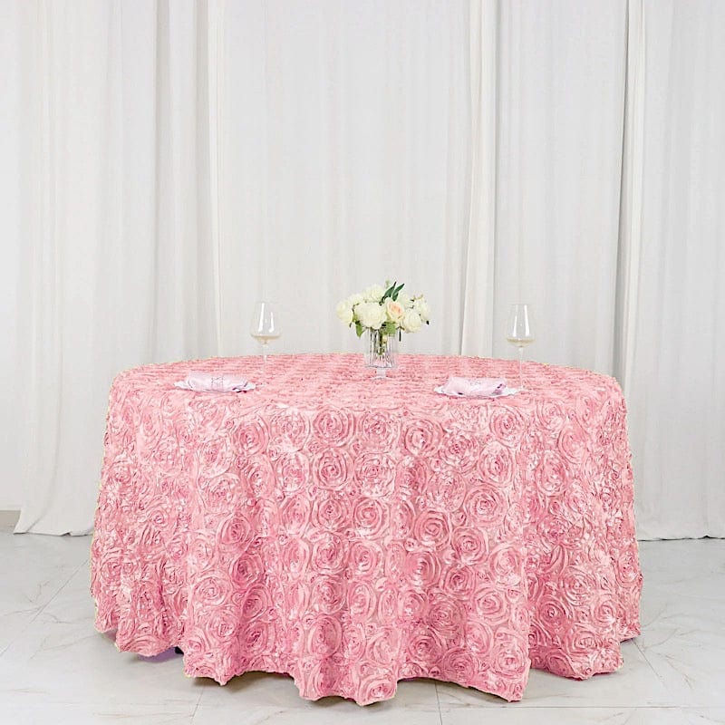 120" Round Satin Ribbon Roses Tablecloth