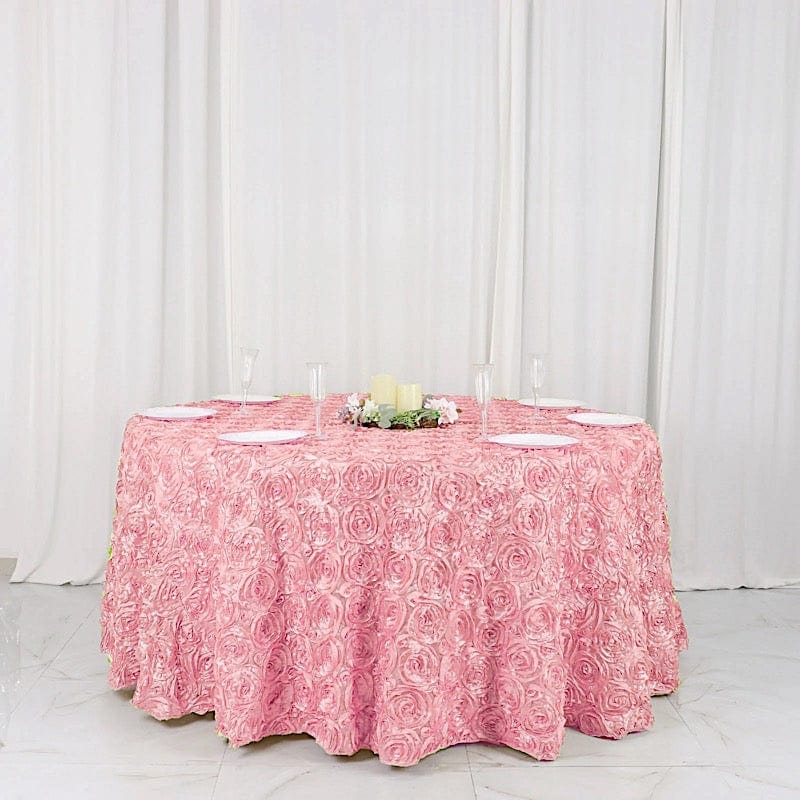 120" Round Satin Ribbon Roses Tablecloth