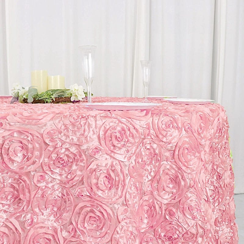 120" Round Satin Ribbon Roses Tablecloth