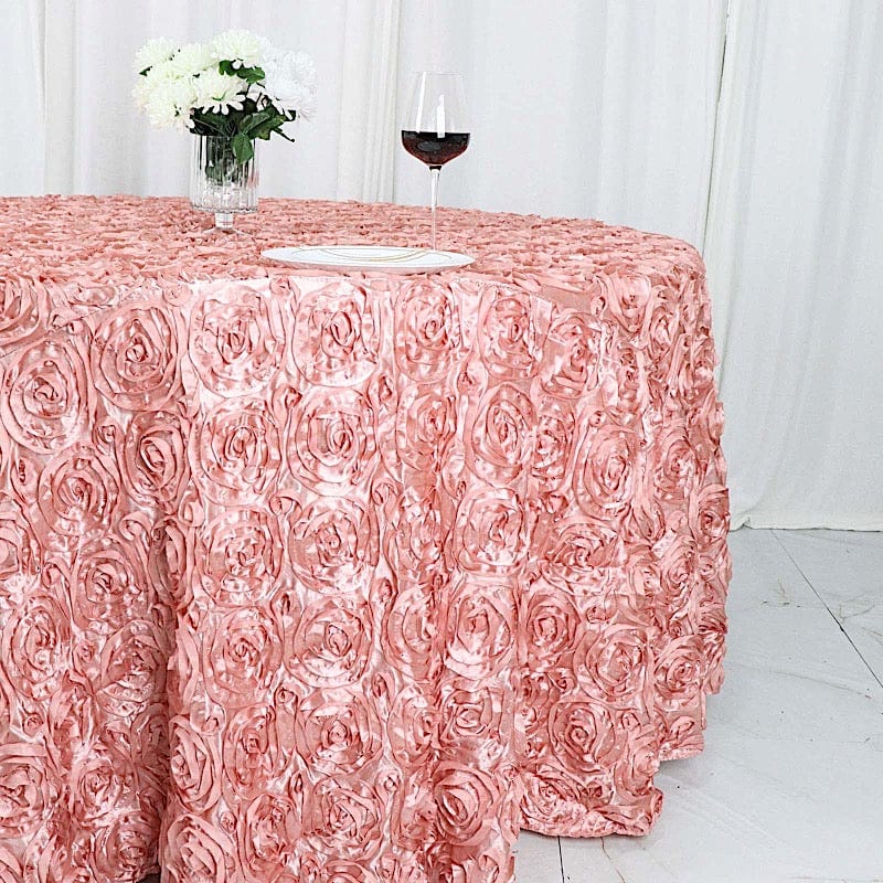 120" Round Satin Ribbon Roses Tablecloth