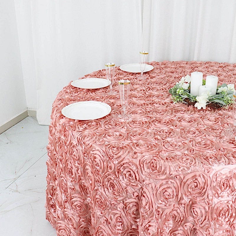 120" Round Satin Ribbon Roses Tablecloth