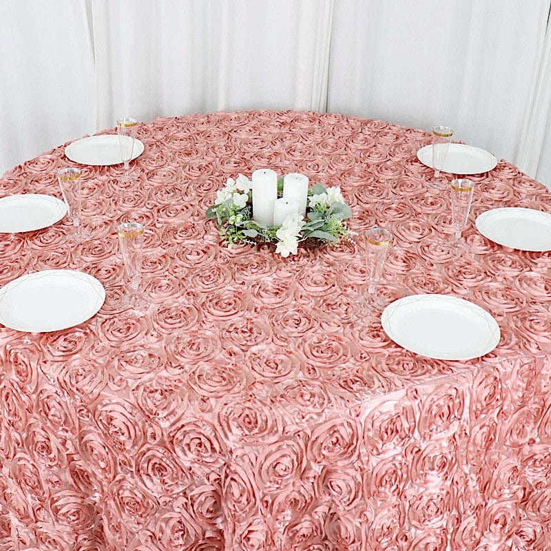 120" Round Satin Ribbon Roses Tablecloth