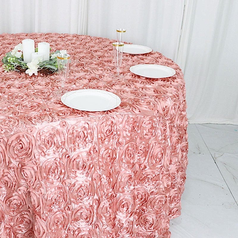 120" Round Satin Ribbon Roses Tablecloth