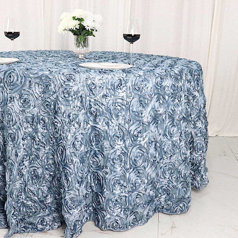 120" Round Satin Ribbon Roses Tablecloth