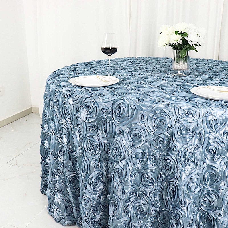 120" Round Satin Ribbon Roses Tablecloth