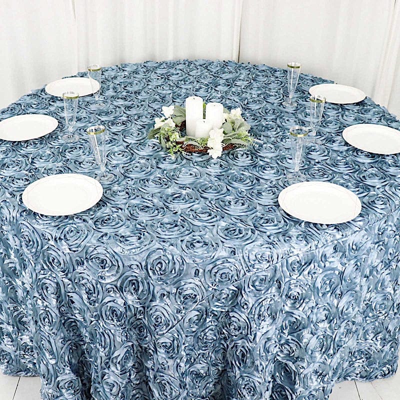 120" Round Satin Ribbon Roses Tablecloth