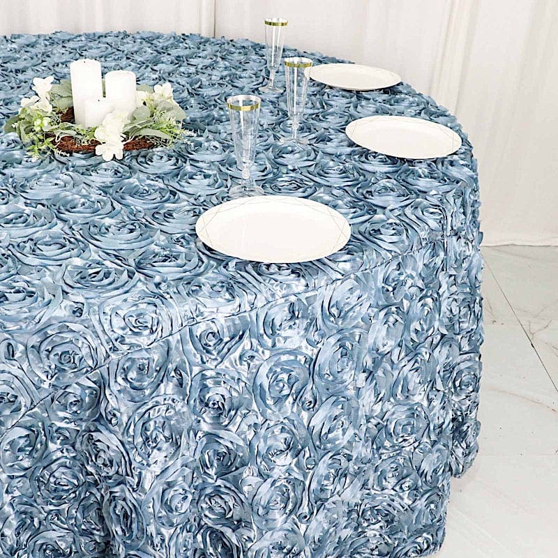 120" Round Satin Ribbon Roses Tablecloth