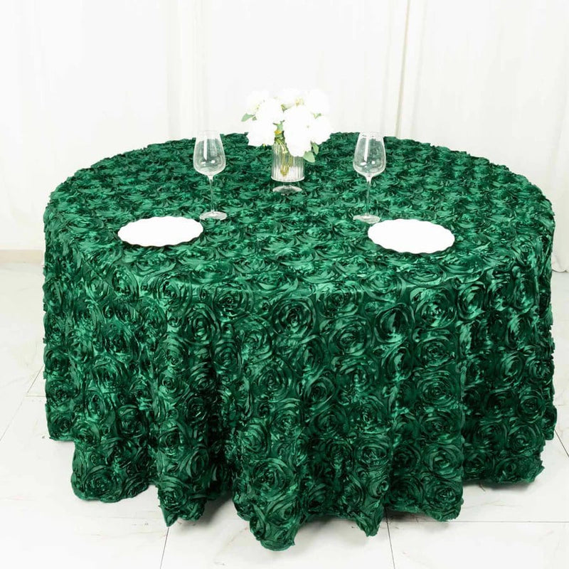 120" Round Satin Ribbon Roses Tablecloth