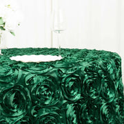 120" Round Satin Ribbon Roses Tablecloth