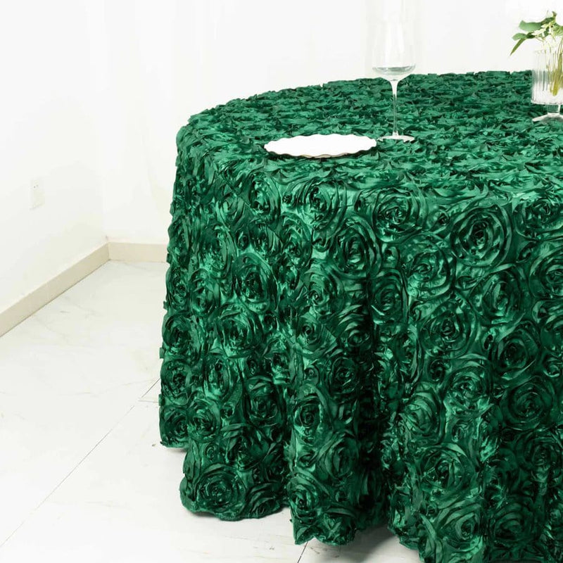 120" Round Satin Ribbon Roses Tablecloth