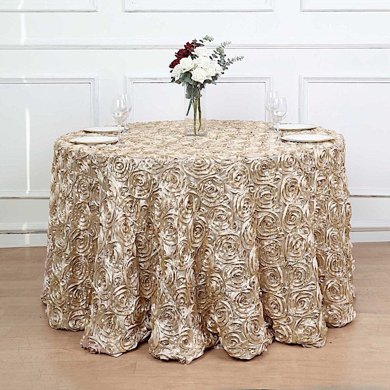 120" Round Satin Ribbon Roses Tablecloth