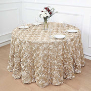 120" Round Satin Ribbon Roses Tablecloth