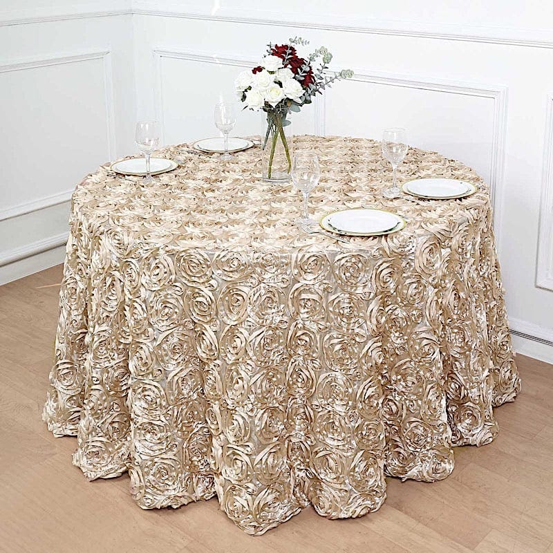 120" Round Satin Ribbon Roses Tablecloth