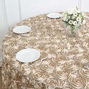 120" Round Satin Ribbon Roses Tablecloth