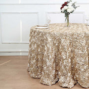 120" Round Satin Ribbon Roses Tablecloth