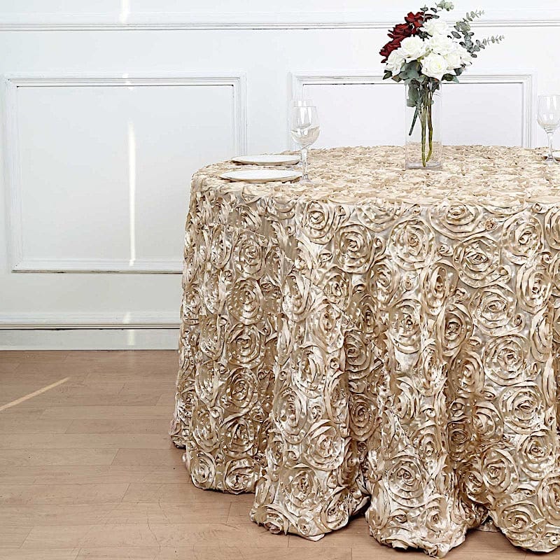 120" Round Satin Ribbon Roses Tablecloth