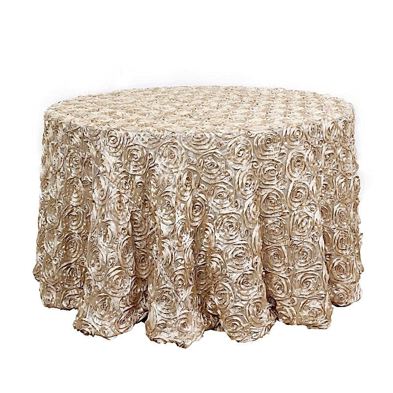 120" Round Satin Ribbon Roses Tablecloth