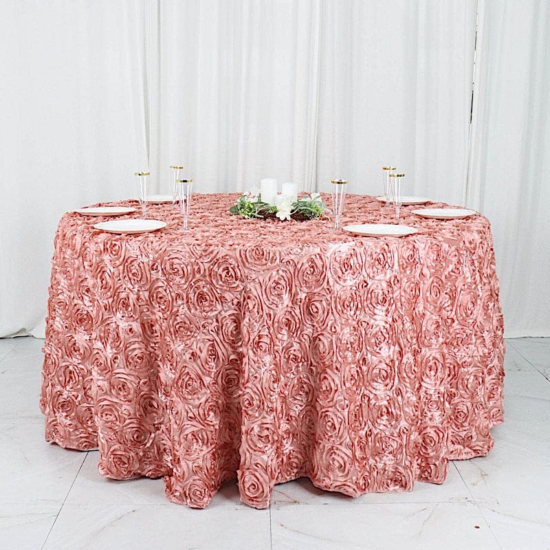 120" Round Satin Ribbon Roses Tablecloth TAB_01_120_080