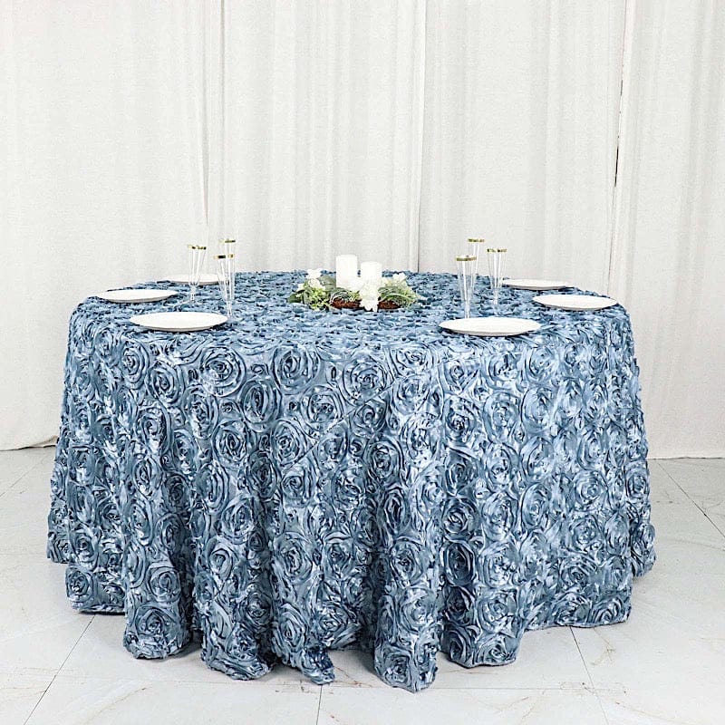 120" Round Satin Ribbon Roses Tablecloth TAB_01_120_086