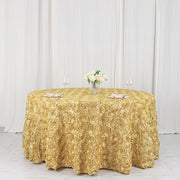 120" Round Satin Ribbon Roses Tablecloth TAB_01_120_CHMP