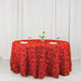 120" Round Satin Ribbon Roses Tablecloth TAB_01_120_RED