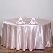 120" Satin Round Tablecloth Wedding Party Table Linens - Blush TAB_STN120_046