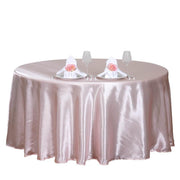120" Satin Round Tablecloth Wedding Party Table Linens - Blush TAB_STN120_046