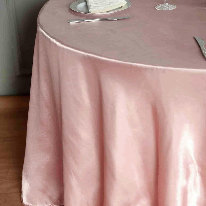 120" Satin Round Tablecloth Wedding Party Table Linens - Blush TAB_STN120_046