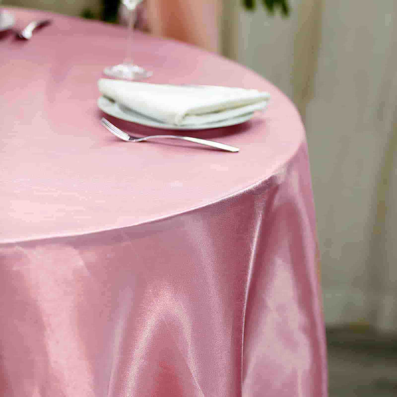 120" Satin Round Tablecloth Wedding Party Table Linens - Pink TAB_STN120_PINK