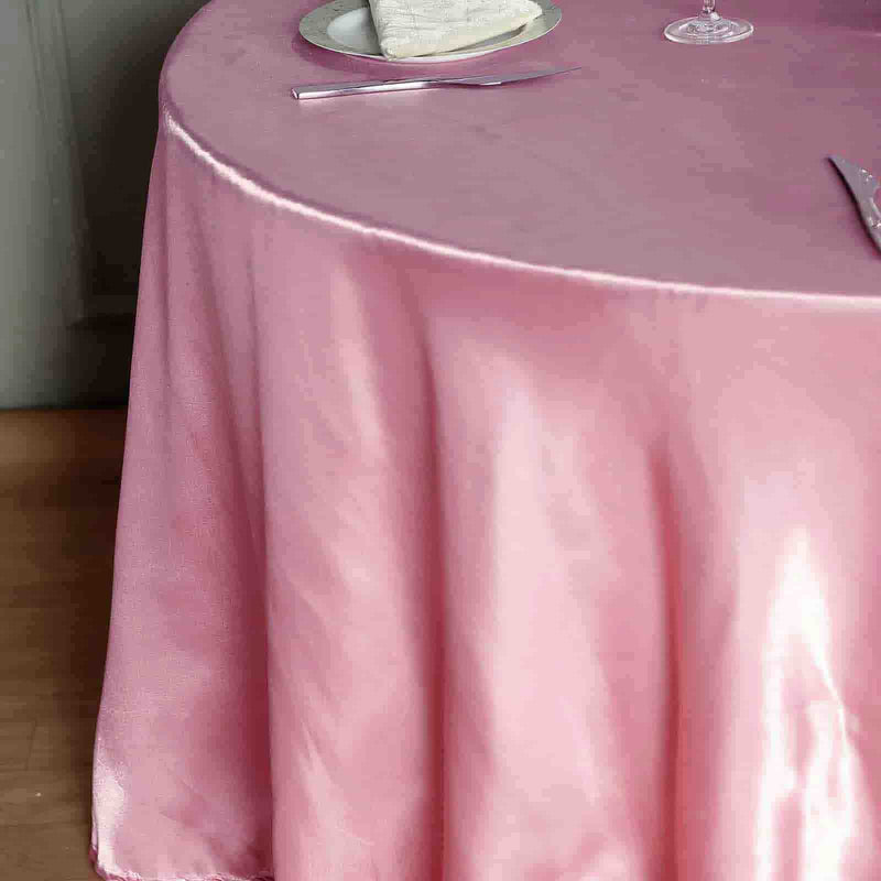 120" Satin Round Tablecloth Wedding Party Table Linens - Pink TAB_STN120_PINK