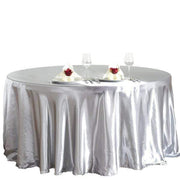 120" Satin Round Tablecloth Wedding Party Table Linens - Silver Light Gray TAB_STN120_SILV