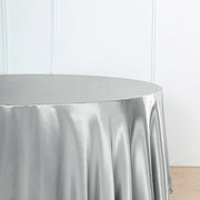 120" Satin Round Tablecloth Wedding Party Table Linens - Silver Light Gray TAB_STN120_SILV