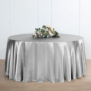 120" Satin Round Tablecloth Wedding Party Table Linens - Silver Light Gray TAB_STN120_SILV