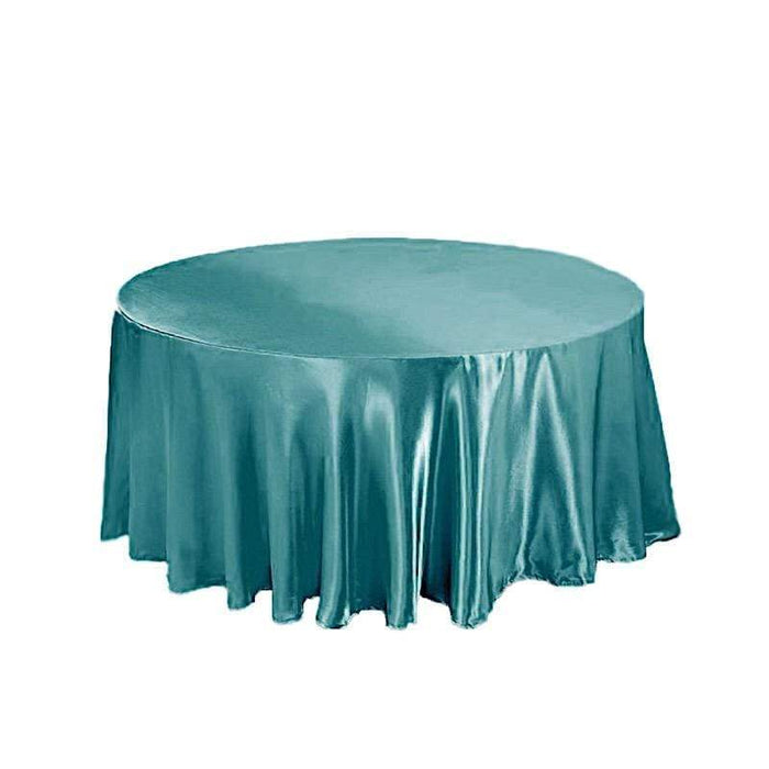120" Satin Round Tablecloth Wedding Party Table Linens - Turquoise TAB_STN120_TURQ