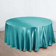 120" Satin Round Tablecloth Wedding Party Table Linens - Turquoise TAB_STN120_TURQ
