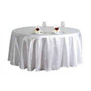 120" Satin Round Tablecloth Wedding Party Table Linens - White TAB_STN120_WHT