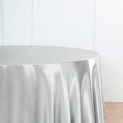 120" Satin Round Tablecloth Wedding Party Table Linens - White TAB_STN120_WHT