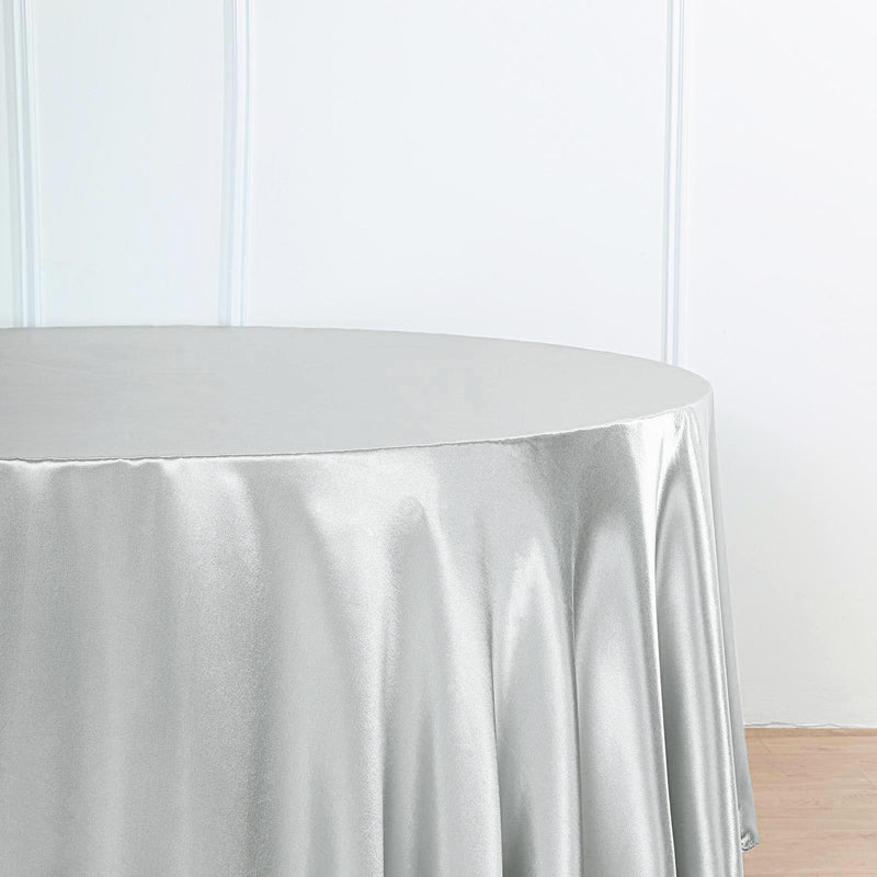 120" Satin Round Tablecloth Wedding Party Table Linens - White TAB_STN120_WHT