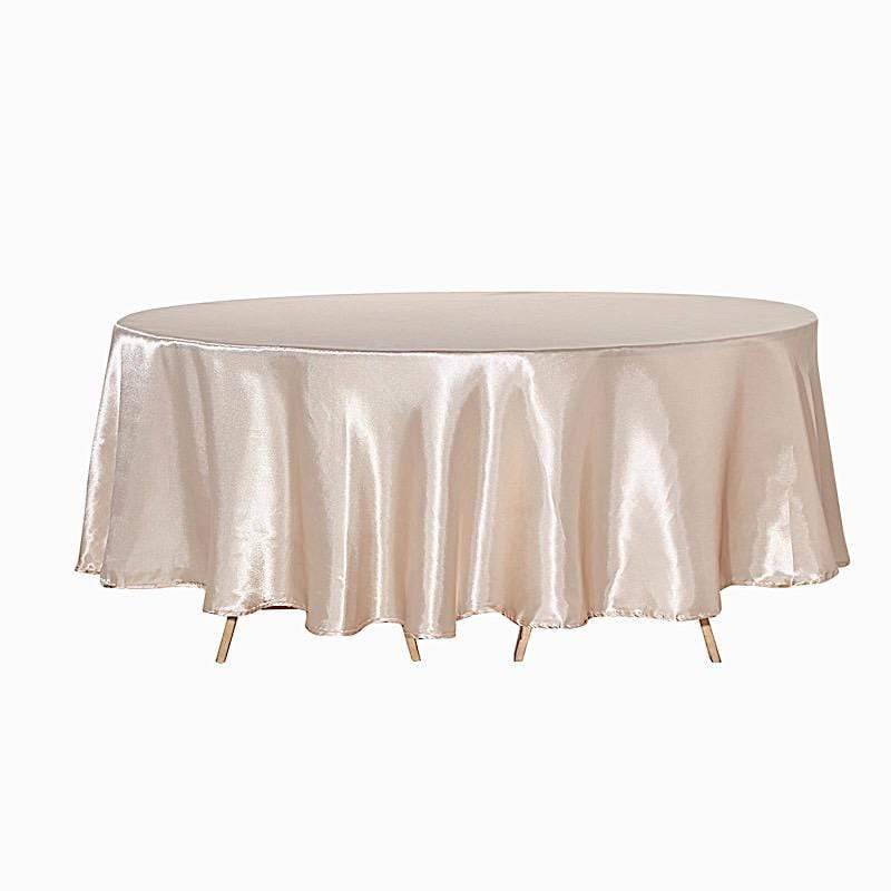 120" Satin Round Tablecloth Wedding Party Table Linens - Beige TAB_STN120_081