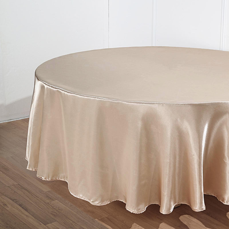 120" Satin Round Tablecloth Wedding Party Table Linens - Beige TAB_STN120_081