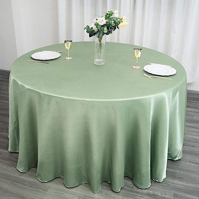 120" Satin Round Tablecloth Wedding Party Table Linens - Sage Green TAB_STN120_SAGE